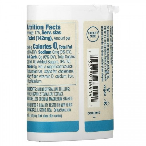 NOW Better Stevia Instant Tabs, 175 таблеток CN12646 NOW NOW Better Stevia Instant Tabs, 175 таблеток CN12646 NOW