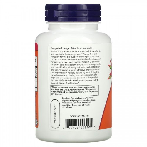NOW Vitamin C-1000 with Bioflavonoids, 100 вегакапсул CN12471 NOW NOW Vitamin C-1000 with Bioflavonoids, 100 вегакапсул CN12471 NOW