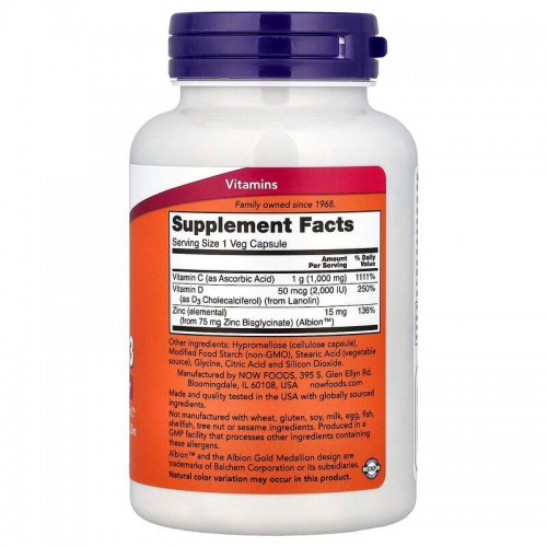 NOW Vitamin C-1000 Zinc & D-3, 100 вегакапсул CN17337 NOW NOW Vitamin C-1000 Zinc & D-3, 100 вегакапсул CN17337 NOW
