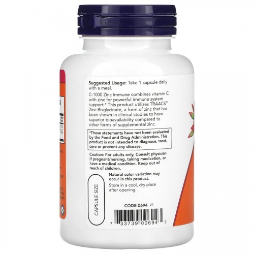 NOW Vitamin C-1000 & Zinc Immune, 90 вегакапсул CN13413 NOW NOW Vitamin C-1000 & Zinc Immune, 90 вегакапсул CN13413 NOW
