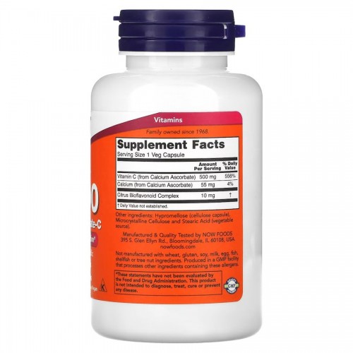 NOW NOW Vitamin C-500 Calcium Ascorbate, 100 вегакапсул CN12478 NOW NOW Vitamin C-500 Calcium Ascorbate, 100 вегакапсул CN12478