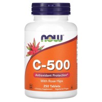 NOW Vitamin C-500 Rose Hips, 250 таблеток NOW Vitamin C-500 Rose Hips, 250 таблеток