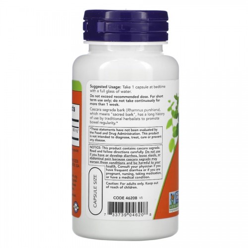 NOW Cascara Sagrada 450 mg, 100 вегакапсул CN10233 NOW NOW Cascara Sagrada 450 mg, 100 вегакапсул CN10233 NOW