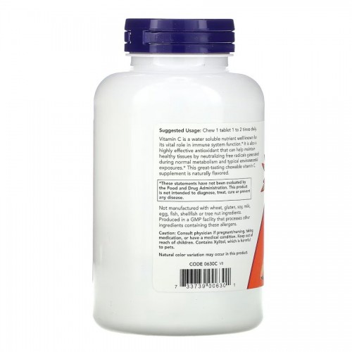 NOW Vitamin C-500, 100 жувальних таблеток - Апельсин CN12476 NOW NOW Vitamin C-500, 100 жувальних таблеток - Апельсин CN12476 NOW