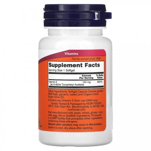 NOW Vitamin E-200 D-Alpha Tocopheryl, 100 капсул CN13416 NOW NOW Vitamin E-200 D-Alpha Tocopheryl, 100 капсул CN13416 NOW