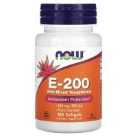 NOW Vitamin E-200 with Mixed Tocopherols, 100 капсул