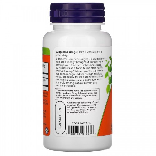NOW Elderberry 500 mg, 60 вегакапсул CN13013 NOW NOW Elderberry 500 mg, 60 вегакапсул CN13013 NOW