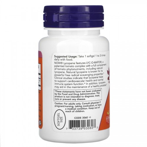 NOW Lycopene 10 mg, 60 капсул CN12220 NOW NOW Lycopene 10 mg, 60 капсул CN12220 NOW