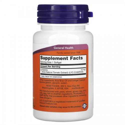 NOW Lycopene 10 mg, 60 капсул CN12220 NOW NOW Lycopene 10 mg, 60 капсул CN12220 NOW