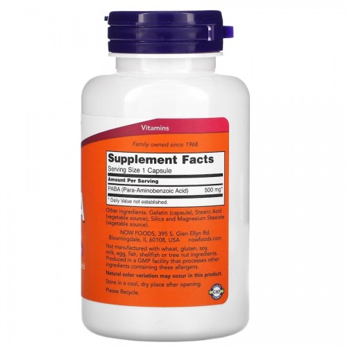 NOW PABA 500 mg, 100 капсул CN11559 NOW NOW PABA 500 mg, 100 капсул CN11559 NOW