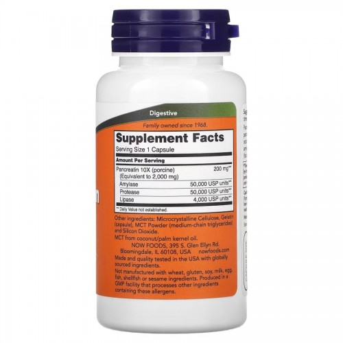 NOW Pancreatin 2000 mcg, 100 капсул CN11564 NOW NOW Pancreatin 2000 mcg, 100 капсул CN11564 NOW