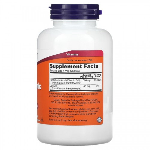 NOW Pantothenic Acid 500 mg, 250 вегакапсул CN11569 NOW NOW Pantothenic Acid 500 mg, 250 вегакапсул CN11569 NOW