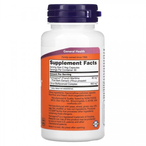 NOW Pycnogenol 30 mg, 60 вегакапсул CN11599 NOW NOW Pycnogenol 30 mg, 60 вегакапсул CN11599 NOW