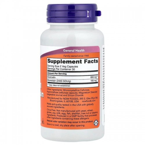 NOW Quercetin with Bromelain, 60 вегакапсул CN17346 NOW NOW Quercetin with Bromelain, 60 вегакапсул CN17346 NOW