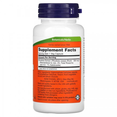 NOW Rhodiola 500 mg, 60 вегакапсул CN11621 NOW NOW Rhodiola 500 mg, 60 вегакапсул CN11621 NOW