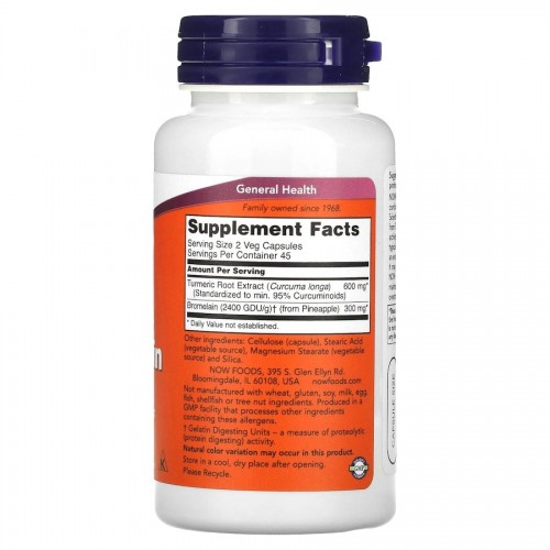 NOW Turmeric & Bromelain, 90 вегакапсул CN13473 NOW NOW Turmeric & Bromelain, 90 вегакапсул CN13473 NOW