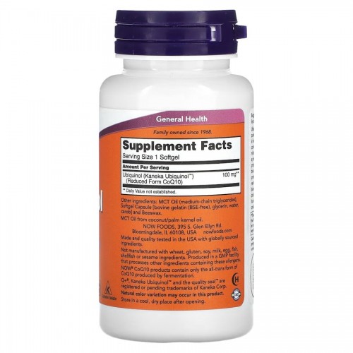 NOW Ubiquinol 100 mg, 60 капсул CN12290 NOW NOW Ubiquinol 100 mg, 60 капсул CN12290 NOW