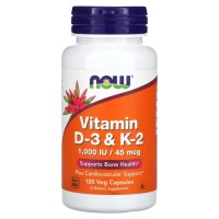 NOW Vitamin D3 & K2, 120 вегакапсул