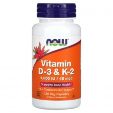 NOW Vitamin D3 & K2, 120 вегакапсул NOW Vitamin D3 & K2, 120 вегакапсул