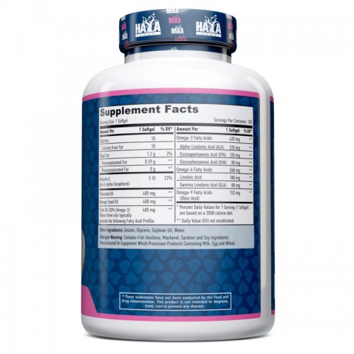 Haya Labs Omega 3-6-9, 100 капсул CN12100 Haya Labs Haya Labs Omega 3-6-9, 100 капсул CN12100 Haya Labs