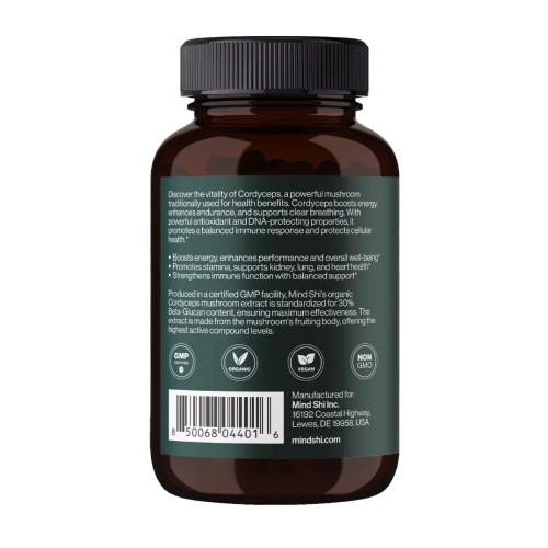 Mind Shi Mind Shi Cordyceps Mushroom 1000 mg, 60 вегакапсул CN20378-1 Mind Shi Mind Shi Cordyceps Mushroom 1000 mg, 60 вегакапсул CN20378-1
