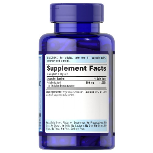 Puritan's Pride Pantothenic Acid 550 mg, 100 капсул CN13016 Puritan's Pride Puritan's Pride Pantothenic Acid 550 mg, 100 капсул CN13016 Puritan's Pride