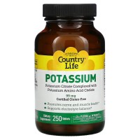 Country Life Potassium 99 mg, 250 таблеток Country Life Potassium 99 mg, 250 таблеток