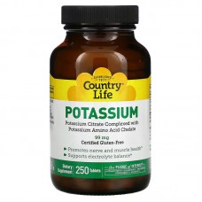Country Life Potassium 99 mg, 250 таблеток Country Life Potassium 99 mg, 250 таблеток