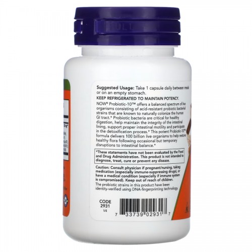 NOW Probiotic-10 100 billion, 30 вегакапсул CN9634 NOW NOW Probiotic-10 100 billion, 30 вегакапсул CN9634 NOW