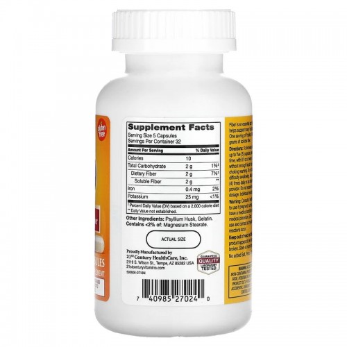 21st Century Psyllium Fiber, 160 капсул CN13493 21st Century 21st Century Psyllium Fiber, 160 капсул CN13493 21st Century