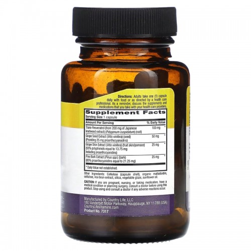 Country Life Resveratrol Plus, 60 вегакапсул CN13290 Country Life Country Life Resveratrol Plus, 60 вегакапсул CN13290 Country Life