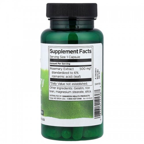 Swanson Rosemary Extract 500 mg, 60 капсул CN20258-1 Swanson Swanson Rosemary Extract 500 mg, 60 капсул CN20258-1 Swanson