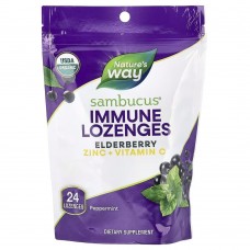 Nature's Way Sambucus Immune Lozenges, 24 льодяники - Перцева м'ята Nature's Way Sambucus Immune Lozenges, 24 льодяники - Перцева м'ята