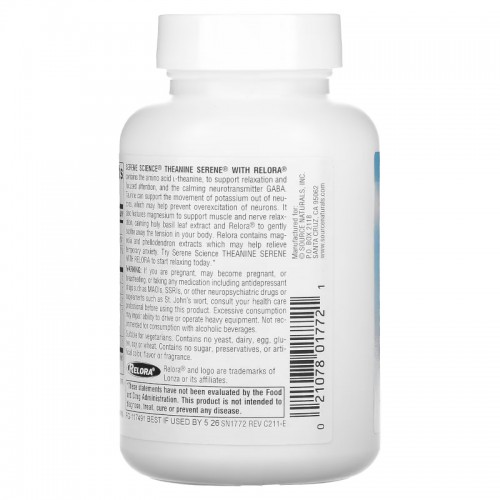 Source Naturals Serene Science Theanine Serene with Relora Calm Mind & Body, 60 таблеток CN12079 Source Naturals Source Naturals Serene Science Theanine Serene with Relora Calm Mind & Body, 60 таблеток CN12079 Source Naturals