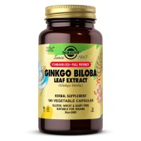Solgar Ginkgo Biloba Leaf Extract Standardized Full Potency, 180 вегакапсул