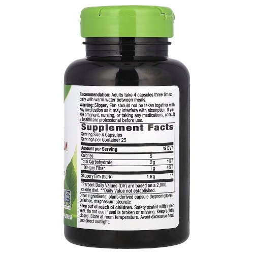 Nature's Way Slippery Elm Bark, 100 капсул CN16414 Nature's Way Nature's Way Slippery Elm Bark, 100 капсул CN16414 Nature's Way