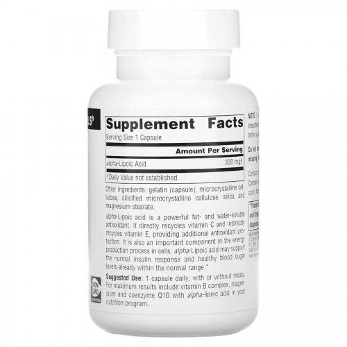 Source Naturals Alpha Lipoic Acid 300 mg, 60 капсул CN13551 Source Naturals Source Naturals Alpha Lipoic Acid 300 mg, 60 капсул CN13551 Source Naturals