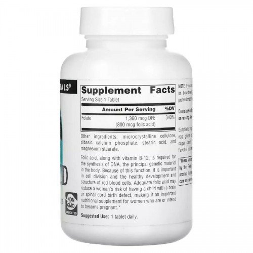 Source Naturals Folic Acid 800 mcg, 200 таблеток CN13584 Source Naturals Source Naturals Folic Acid 800 mcg, 200 таблеток CN13584 Source Naturals