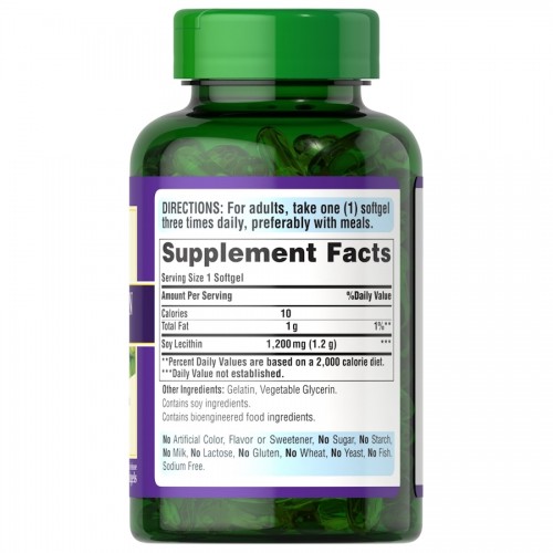 Puritan's Pride Soy Lecithin 1200 mg, 100 капсул CN13036 Puritan's Pride Puritan's Pride Soy Lecithin 1200 mg, 100 капсул CN13036 Puritan's Pride