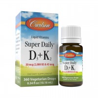 Carlson Labs Super Daily D3+K2 2000 IU/45 mcg, 10.16 мл Carlson Labs Super Daily D3+K2 2000 IU/45 mcg, 10.16 мл