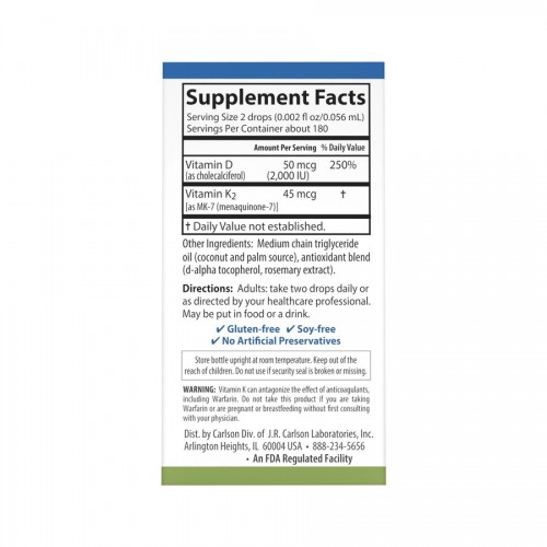 Carlson Labs Super Daily D3+K2 2000 IU/45 mcg, 10.16 мл CN9381 Carlson Labs Carlson Labs Super Daily D3+K2 2000 IU/45 mcg, 10.16 мл CN9381 Carlson Labs