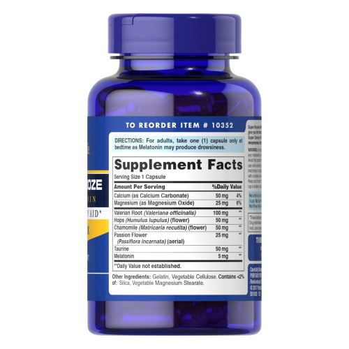Puritan's Pride Super Snooze with Melatonin, 100 капсул CN13133 Puritan's Pride Puritan's Pride Super Snooze with Melatonin, 100 капсул CN13133 Puritan's Pride