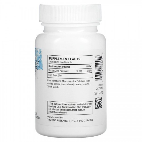 Thorne Zinc Picolinate 30 mg, 60 вегакапсул CN13943 Thorne Thorne Zinc Picolinate 30 mg, 60 вегакапсул CN13943 Thorne
