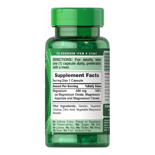 Puritan's Pride Triple Magnesium Complex 400 mg, 60 капсул CN15522 Puritan's Pride Puritan's Pride Triple Magnesium Complex 400 mg, 60 капсул CN15522 Puritan's Pride