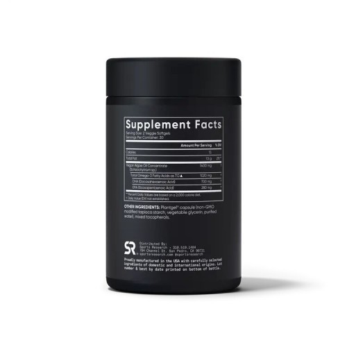 Sports Research Vegan Omega-3 1400 mg, 60 капсул CN16659 Sports Research Sports Research Vegan Omega-3 1400 mg, 60 капсул CN16659 Sports Research