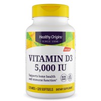 Healthy Origins Vitamin D3 5000 IU with MCT Oil, 120 капсул