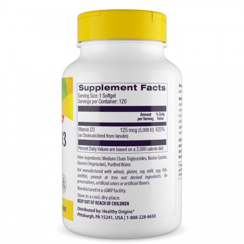 Healthy Origins Healthy Origins Vitamin D3 5000 IU with MCT Oil, 120 капсул CN20391-1 Healthy Origins Healthy Origins Vitamin D3 5000 IU with MCT Oil, 120 капсул CN20391-1
