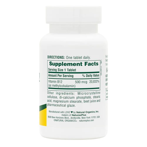 Natures Plus Vitamin B12 500 mcg, 90 таблеток CN11755 Natures Plus Natures Plus Vitamin B12 500 mcg, 90 таблеток CN11755 Natures Plus