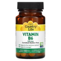 Country Life Vitamin B6 100 mg, 100 таблеток Country Life Vitamin B6 100 mg, 100 таблеток
