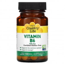 Country Life Vitamin B6 100 mg, 100 таблеток Country Life Vitamin B6 100 mg, 100 таблеток